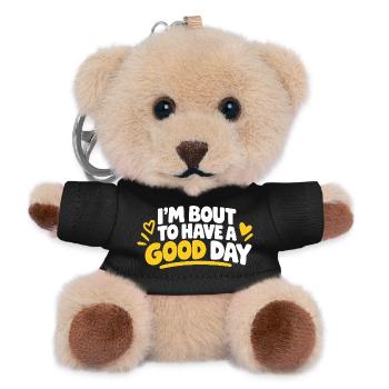 Guten Tag bereit: Fett weißer gelber Text - Teddy Schlüsselanhänger - Schwarz - Vorne