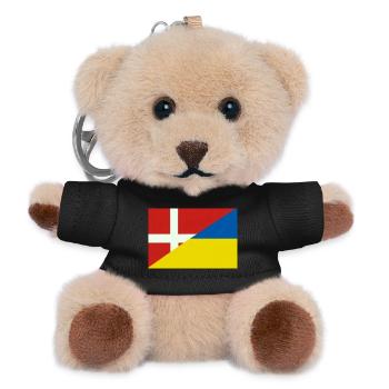 Dänemarkische Ukraine-Flagge – dänische und ukrainische Flagge - Teddy Schlüsselanhänger - Schwarz - Vorne