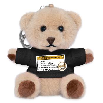 Stammtisch Protokoll Bier Lustiger Spruch Humor - Teddy Schlüsselanhänger - Schwarz - Vorne
