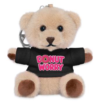 Donut Worry Motiv mit Donut - Teddy Schlüsselanhänger - Schwarz - Vorne