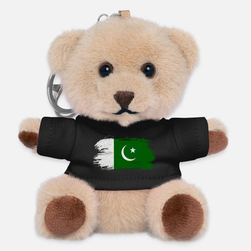 Pakistan flag - Teddy Keyring - black
