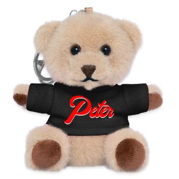 Inscription rouge vintage Nom Peter Design - Porte-clés ourson - noir - Devant