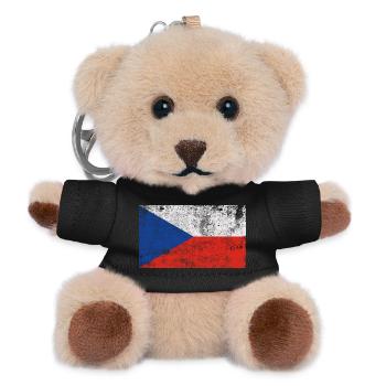 Flagge Tschechien Fahne Grunge Retro Vintage - Teddy Schlüsselanhänger - Schwarz - Vorne