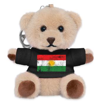 Kurdistan Flag Flag Grunge Retro Vintage - Teddy Keyring - black - Front