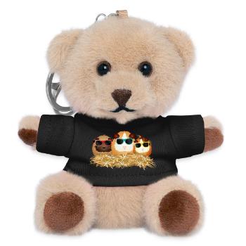 cool guinea pig group with sunglasses - Teddy Keyring - black - Front