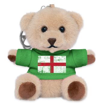 England Flagge Fahne Grunge Retro Vintage - Teddy Schlüsselanhänger - Grün - Vorne