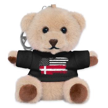 Grunge US Dänische Flagge Fusion - Teddy Schlüsselanhänger - Schwarz - Vorne