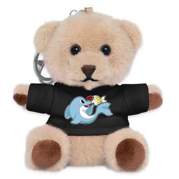 Dolphin Love Fish - Teddy Keyring - black - Front
