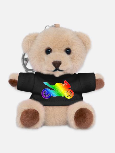 Moto supersport aux couleurs de l’arc-en-ciel - Porte-clés ourson - noir