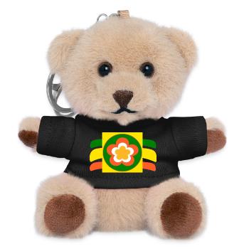 70er Jahre Blume Blüte - Teddy Schlüsselanhänger - Schwarz - Vorne