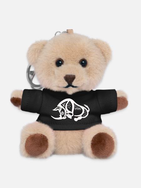 Prehistoric Rhino - White - Teddy Keyring - black