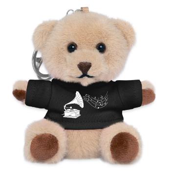 White gramophone and music - Teddy Keyring - black - Front