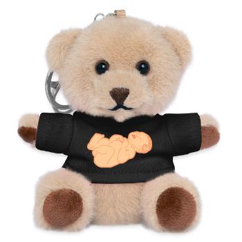 Newborn baby, fair skin tone - Teddy Keyring - black - Front