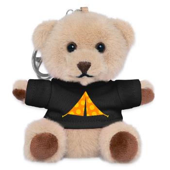 Tent Pattern Flowers Yellow Camping Camper Outdoor Fan - Teddy Keyring - black - Front
