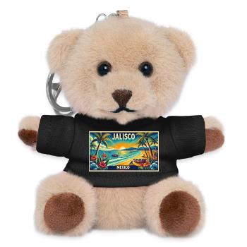 Jalisco Mexico beach palm design - Teddy Keyring - black - Front
