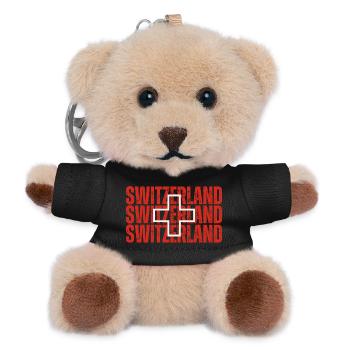 Flagge der Schweiz, Schweizer Stolz - Teddy Schlüsselanhänger - Schwarz - Vorne