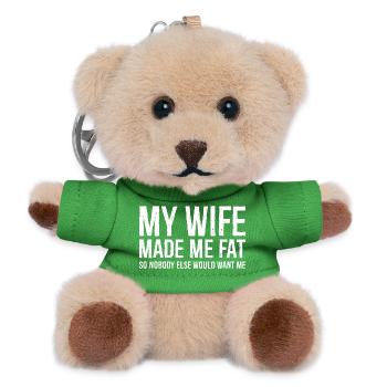 Meine Frau hat mich fett gemacht - Teddy Schlüsselanhänger - Grün - Vorne
