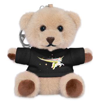 Magisches Einhorn – Farbenfrohe Illustration - Teddy Schlüsselanhänger - Schwarz - Vorne