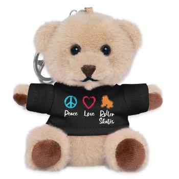 Frieden Liebe Rollerskates - Teddy Schlüsselanhänger - Schwarz - Vorne
