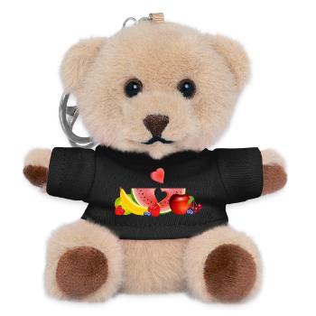 Bunte Früchte mit Wassermelone und Herz - Teddy Schlüsselanhänger - Schwarz - Vorne