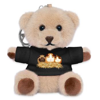 Drei süße Meerschweinchen im Stroh – Freunde - Teddy Schlüsselanhänger - Schwarz - Vorne