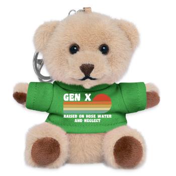 Gen X - Aufgewachsen mit Schlauchwasser und Vernachlässigung - Teddy Schlüsselanhänger - Grün - Vorne