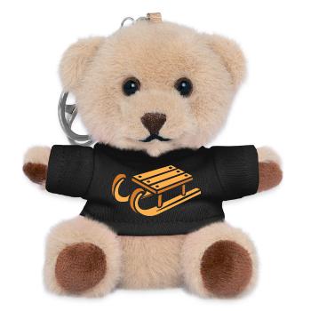 Winterlicher Schlitten Cartoon Stil - Teddy Schlüsselanhänger - Schwarz - Vorne