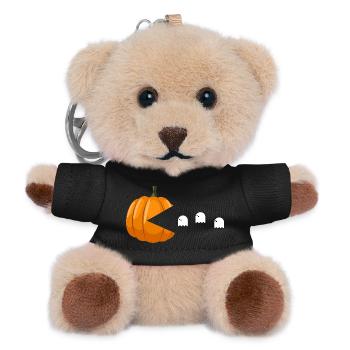 Pumpkin Eating Ghosts Funny Halloween - Teddy Keyring - black - Front
