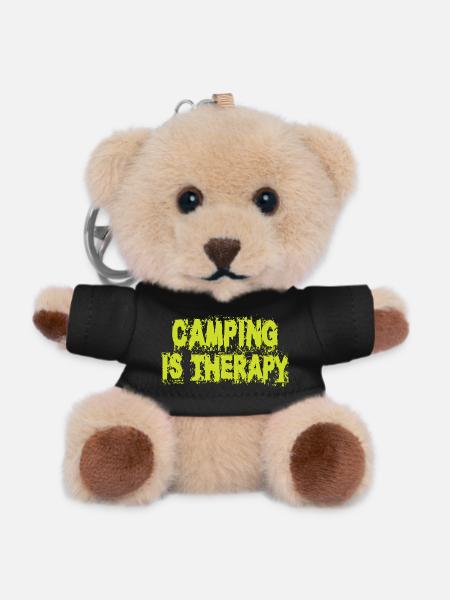 Camping is therapy - Teddy Keyring - black