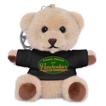 Frauen Fleisch Flaschenbier Retro Schild - Teddy Schlüsselanhänger - Schwarz - Vorne