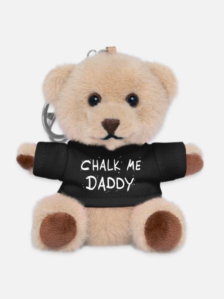 Chalk Me Daddy - Boulder/ Climbing Pun - Teddy Keyring - black