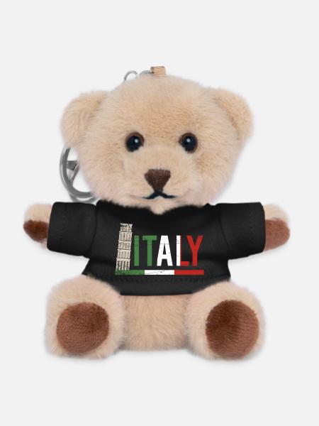 Italy Colosseum Flag Portrait - Teddy Keyring - black
