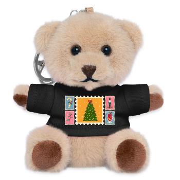 Weihnachtsbaum im Briefmarkenstil - Teddy Schlüsselanhänger - Schwarz - Vorne