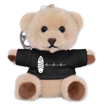 Surfboard Surfboard Surfer ECG Heartbeat - Teddy Keyring - black - Front