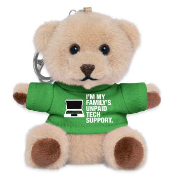 Unpaid Tech Support Family - Teddy Keyring - green - Front