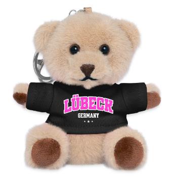 Lübeck Germany Stadt Statement Typo - Teddy Schlüsselanhänger - Schwarz - Vorne