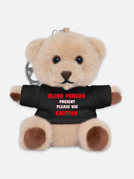 Blind Person Present – Please Use Caution | Safety - Teddy Keyring - black