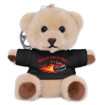 Curling, balayage drôle, cardio dur avec balai - Porte-clés ourson - noir - Devant