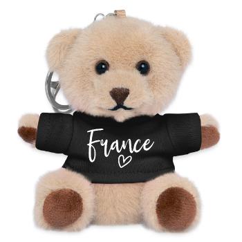Frankreich Herz Frauenliebe Frankreich - Teddy Schlüsselanhänger - Schwarz - Vorne