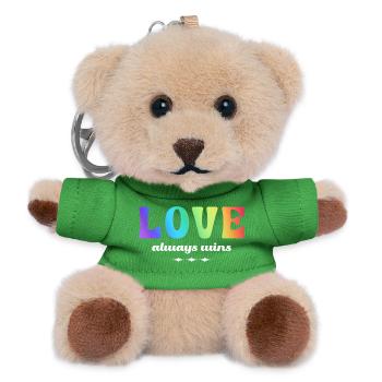 LGBTQ+ Love Always Wins Regenbogen Farben - Teddy Schlüsselanhänger - Grün - Vorne