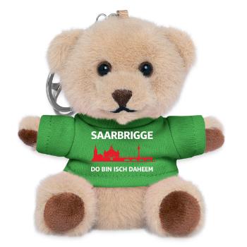 Saarbrigge Do Bin Isch Daheem Saarbrücken Skyline - Teddy Schlüsselanhänger - Grün - Vorne