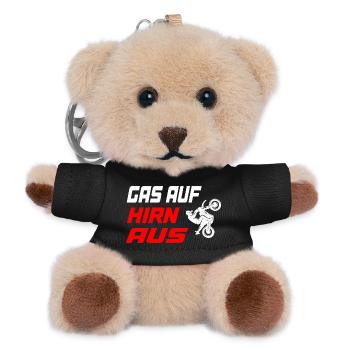 Gas_auf_Hirn_aus - Teddy Schlüsselanhänger - Schwarz - Vorne