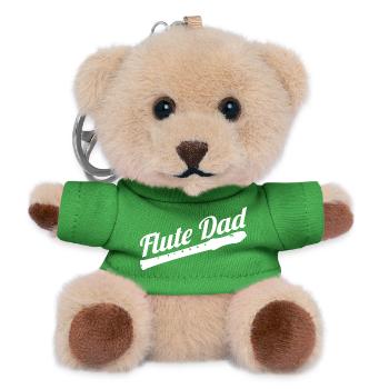 Flute player dad - Teddy Keyring - green - Front