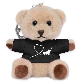 Kuh mit Herz Silhouette Tierschutz Vegan - Teddy Schlüsselanhänger - Schwarz - Vorne