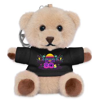 Neon 80s Boombox Sunset - Teddy Keyring - black - Front