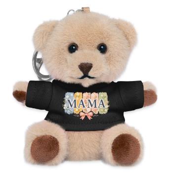 MAMA Retro Pink Bow & Floral Stripes - Teddy Keyring - black - Front