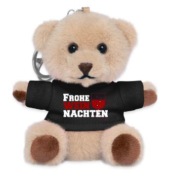 Frohe Weinachten Weinglas Design - Teddy Schlüsselanhänger - Schwarz - Vorne