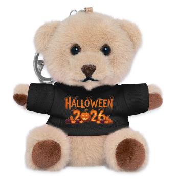 Halloween 2026 Kürbisse leuchten - Teddy Schlüsselanhänger - Schwarz - Vorne