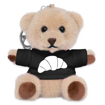 Weißes Croissant T-shirt Geschenkidee für Bäcker  - Teddy Schlüsselanhänger - Schwarz - Vorne