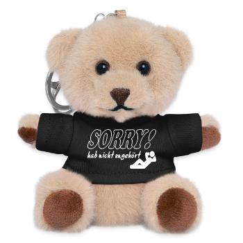 Sorry Hab nicht zugehört Mann Sprüche Frech Lustig - Teddy Schlüsselanhänger - Schwarz - Vorne